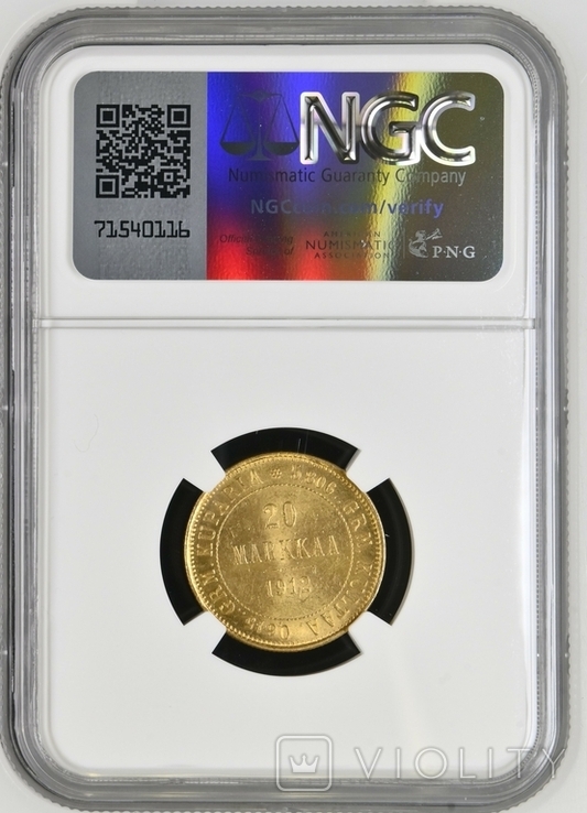 Фінляндія 20 марок 1912 року NGC (MS-63), фото №3