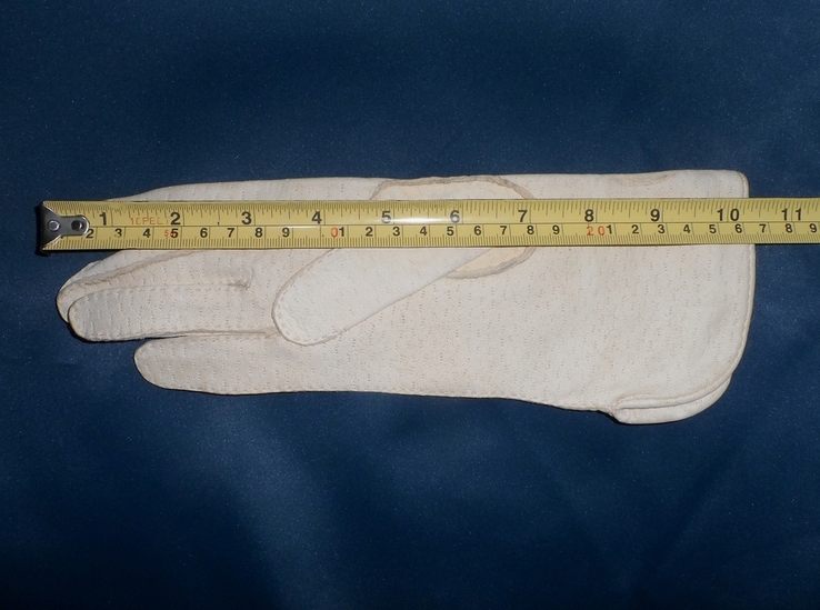Рукавиці жіночі шкіряні бежеві довгі розмір S /M, фото №7