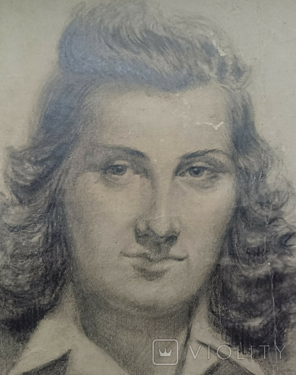 1976 р. Павлюк А.Г. Жіночий портрет(Женя Шейхет) папір на картоні олівець 50Х40 см, фото №5