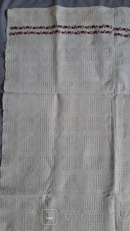 Скатертина 147х86см, тканий візерунок і вишивка хрестиком., фото №5