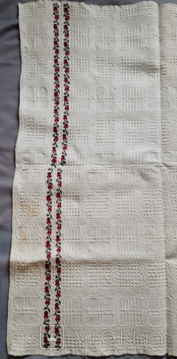 Скатертина 147х86см, тканий візерунок і вишивка хрестиком., фото №11