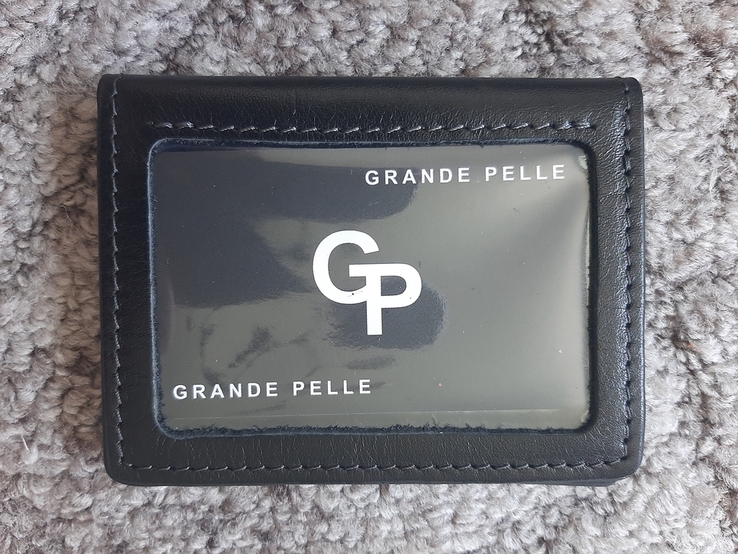 Обкладинка на ID паспорт автодокументи права Grande Pelle 100х70х10 глянцева шкіра чорний, фото №8