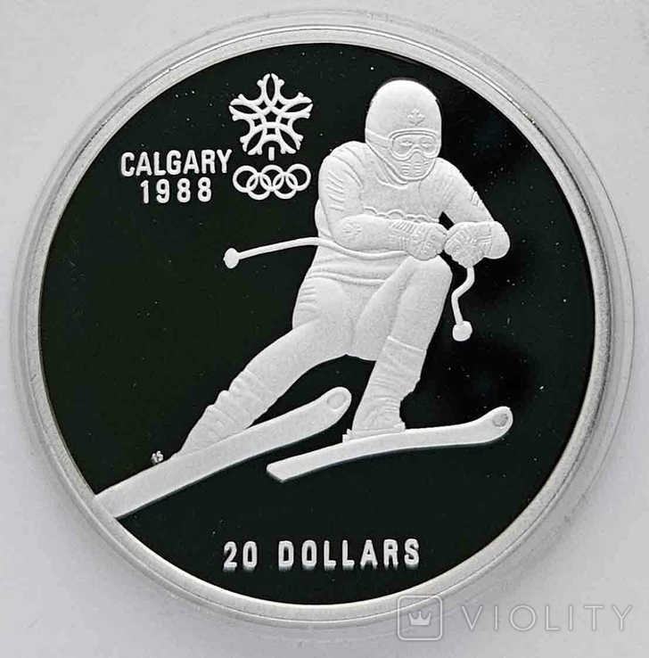 20 долларов Канада Олимпийские игры в Калгари Горные лыжи 1985, фото №2