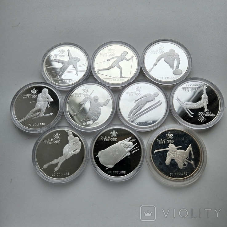 20 долларов Канада Олимпийские игры в Калгари набор 10 монет полный набор, фото №2