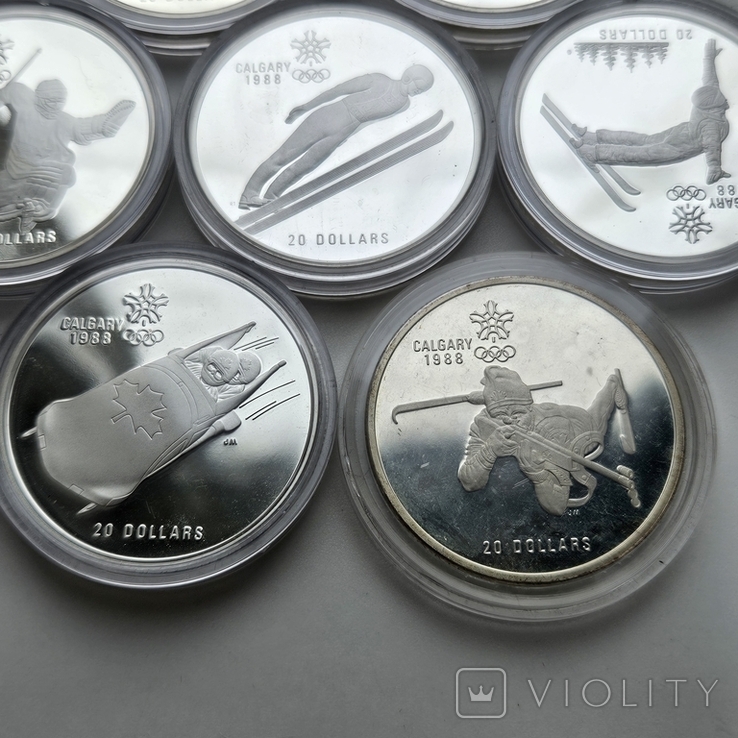 20 долларов Канада Олимпийские игры в Калгари набор 10 монет полный набор, фото №6