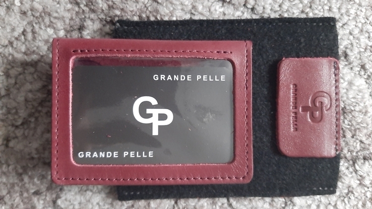 Обкладинка на ID паспорт автодокументи права Grande Pelle 100х70х10 глянцева шкіра вишня, фото №6