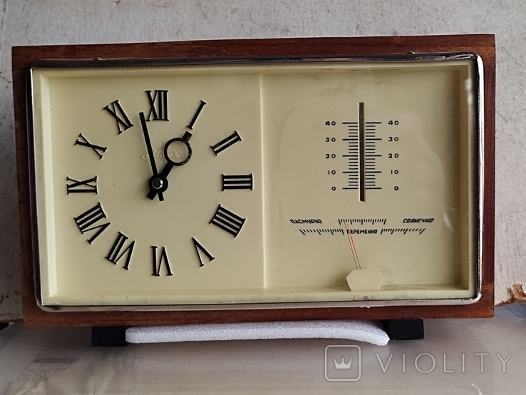 Вінтаж. Годинник-маяк з барометром і термометром. СРСР.. 70-ті роки, фото №2