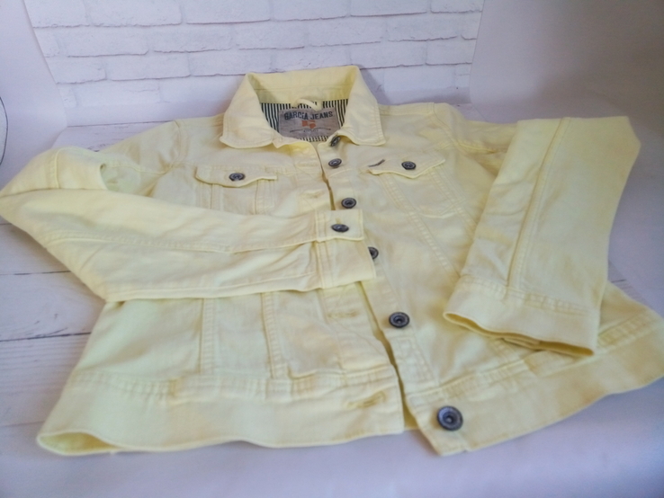 Жіноча джинсова літня куртка, колір лимона., numer zdjęcia 5