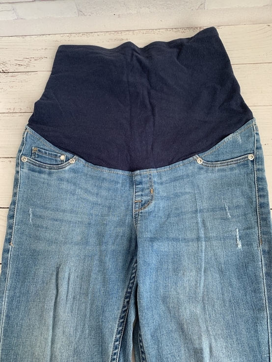 Джинсові штани з трикотажним поясом для вагітних, розмір S або М, photo number 2