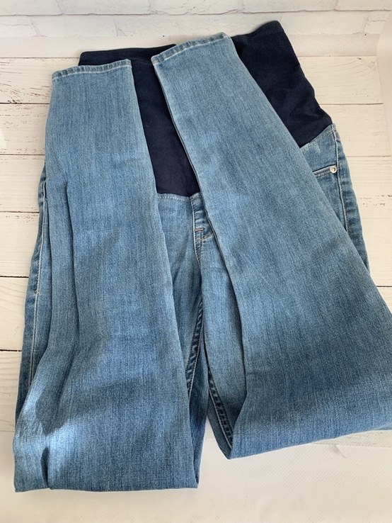 Джинсові штани з трикотажним поясом для вагітних, розмір S або М, photo number 3