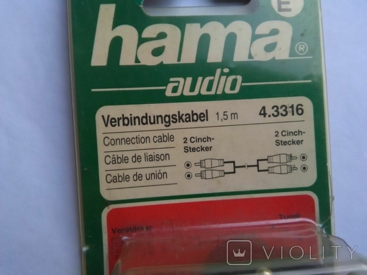 Аудио кабель Hama 2x2 RCA 1.5 met. West-Germany, фото №3