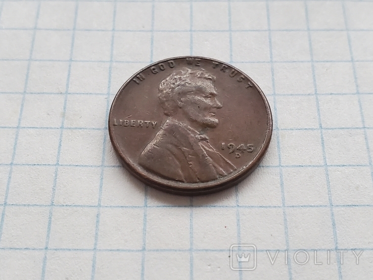 1 cent цент 1945 D США USA, фото №4