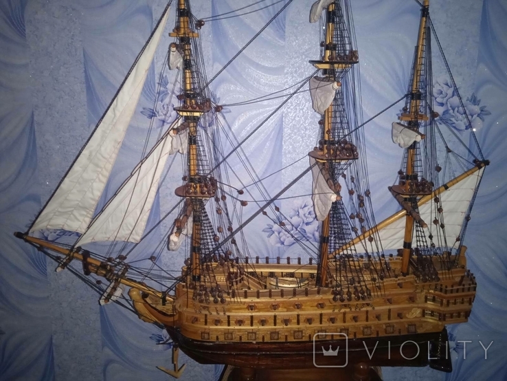 Інтер'єрний дерев'яний корабель парусний, фото №4