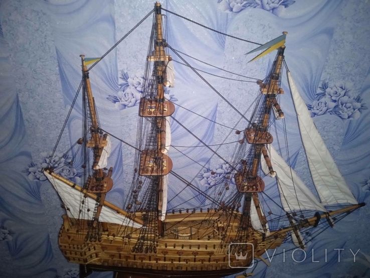 Інтер'єрний дерев'яний корабель парусний, фото №11