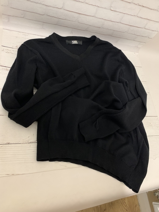 Мужской пуловер, Чоловічий пуловер чорний KARL Lagerfeld М або L, фото №8