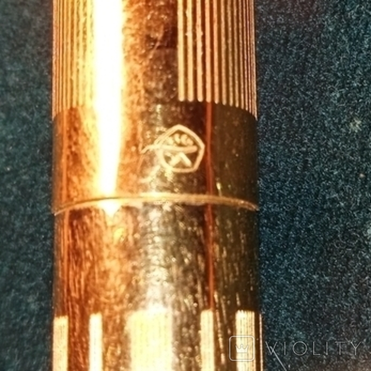 Ручка з золотим пером, поз.корпус, знак якості, фото №6