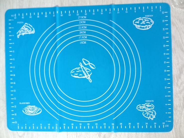Силиконовый антипригарный коврик для выпечки и раскатки теста 40x30 Голубой, фото №2