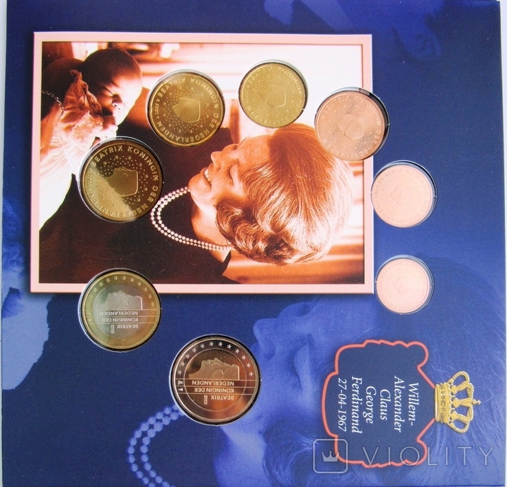 Нидерланды, BU-евросет 2003 *8 шт + серебряный токен 2003 "День рождения принцессы", фото №5