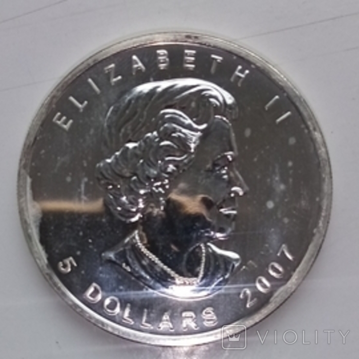 5 доларів Канада, 2007 р. 1унція,999пр., фото №3