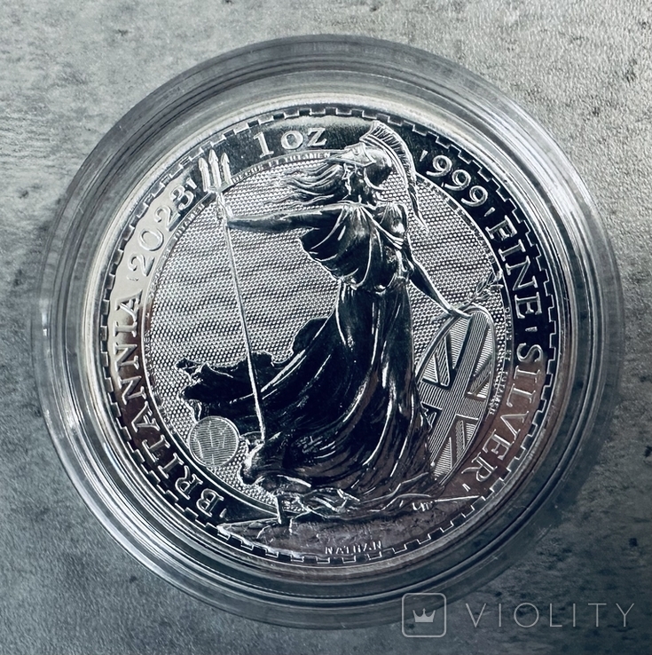 Срібна монета Британія Britannia, 2023, 1 унція 999, фото №2