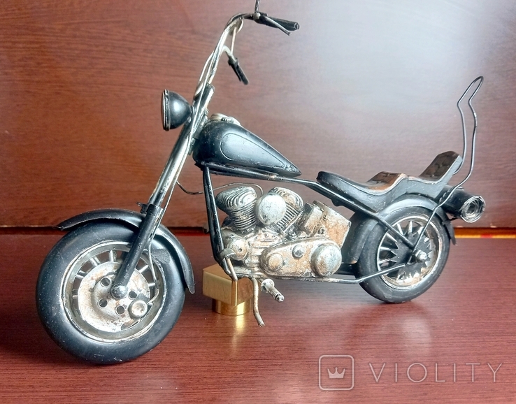 Harley Davidson Вінтажна модель мото металева ручна робота Німеччина 28см, фото №2