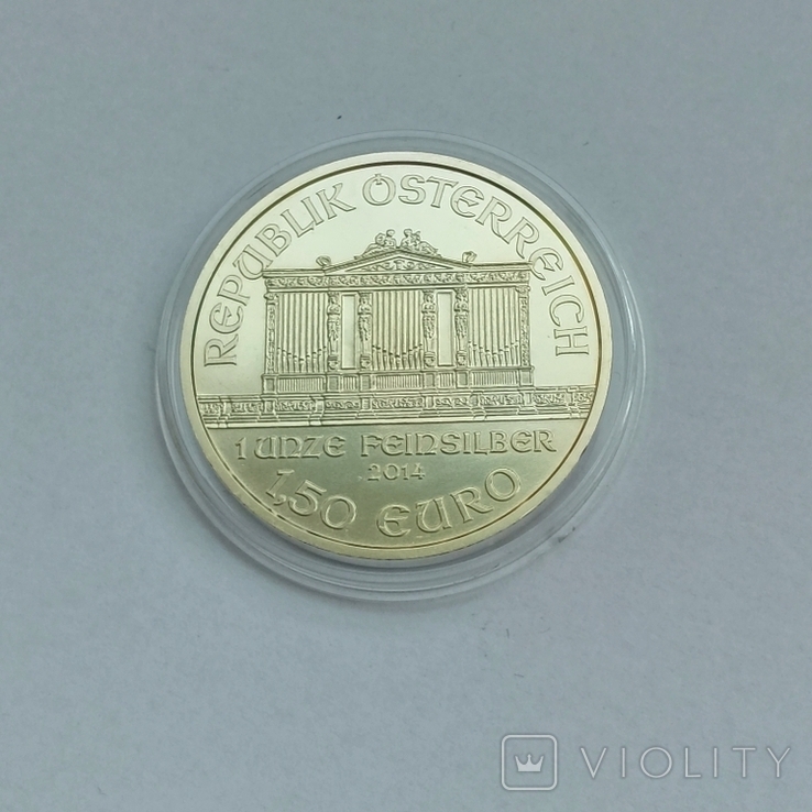 1,5 евро 2014г. Венская филармония, 1 unze 999 silber (2), фото №7