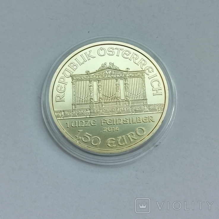 1,5 евро 2014г. Венская филармония, 1 unze 999 silber (2), фото №8