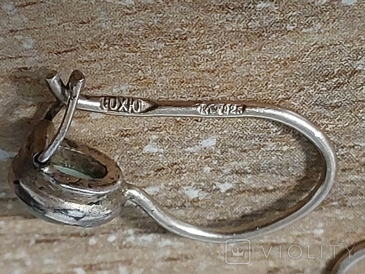 Серебренные сережки с позолотой 925* звезда. СССР., фото №5