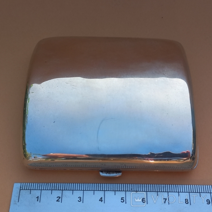 Вогнутый квадратный портсигар, серебро, 99 грамм, Германия, фото №2