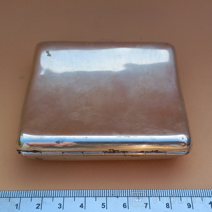 Вогнутый квадратный портсигар, серебро, 99 грамм, Германия, фото №3