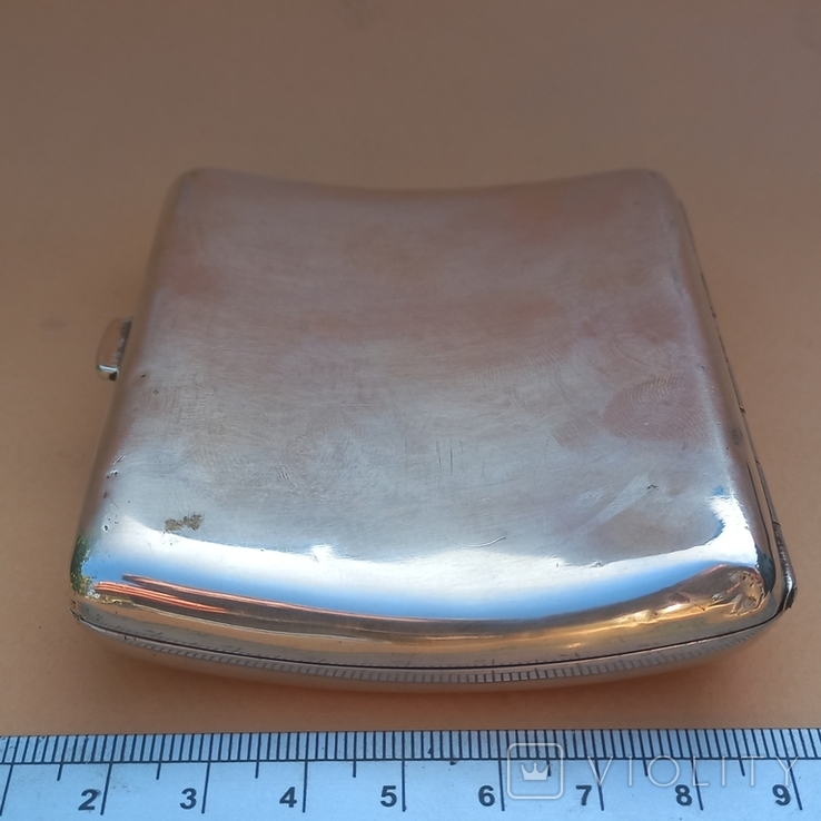 Вогнутый квадратный портсигар, серебро, 99 грамм, Германия, фото №4