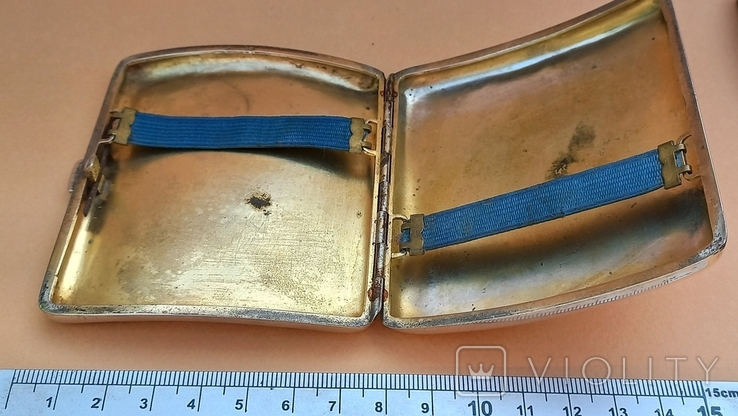 Вогнутый квадратный портсигар, серебро, 99 грамм, Германия, фото №6