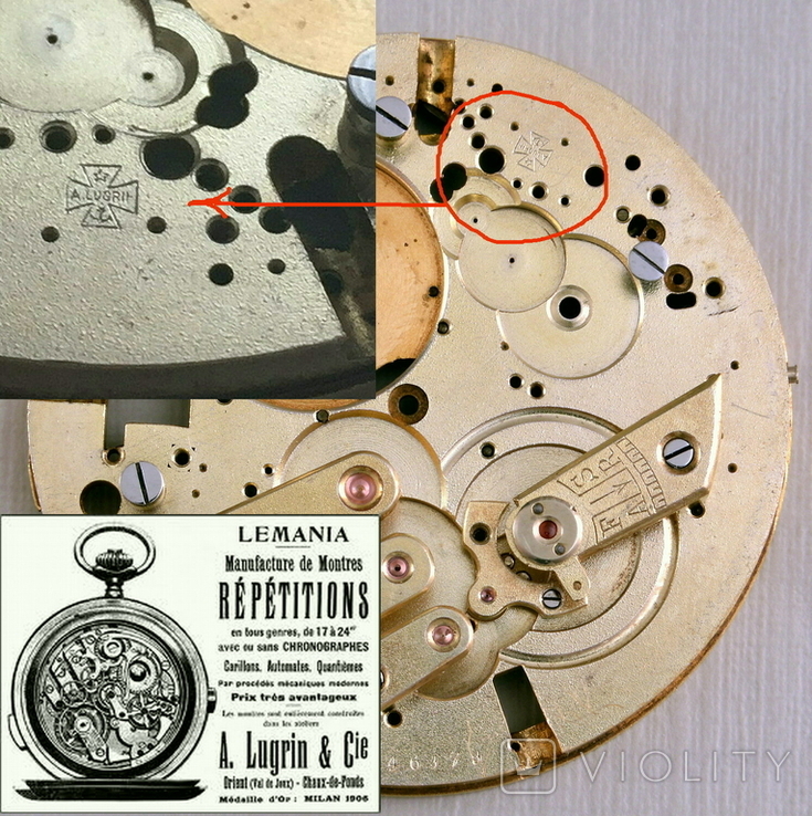 LEMANIA A.LUGRIN, РЕПЕТИР, ХРОНОГРАФ, часы, 1900, фото №13
