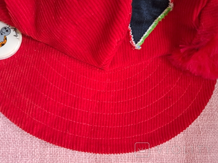 Красная вельветовая кепка клоуна с знаками, значки карнавал 2015 Kinderfasching, фото №10
