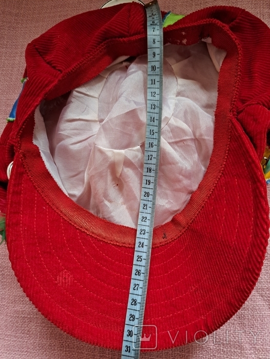 Красная вельветовая кепка клоуна с знаками, значки карнавал 2015 Kinderfasching, фото №12