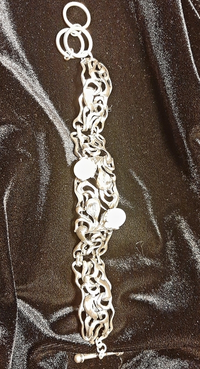 Срібний браслет з перлинами, фото №4