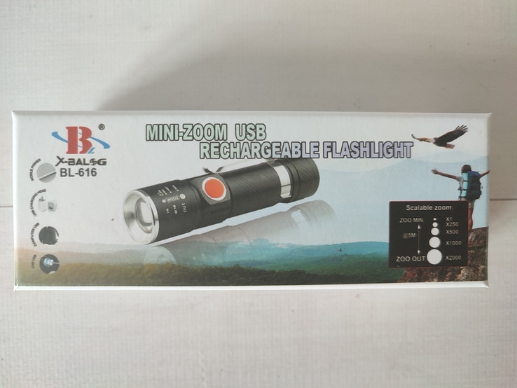 Фонарик BL-616-T6 заряжается от microUSB, photo number 2