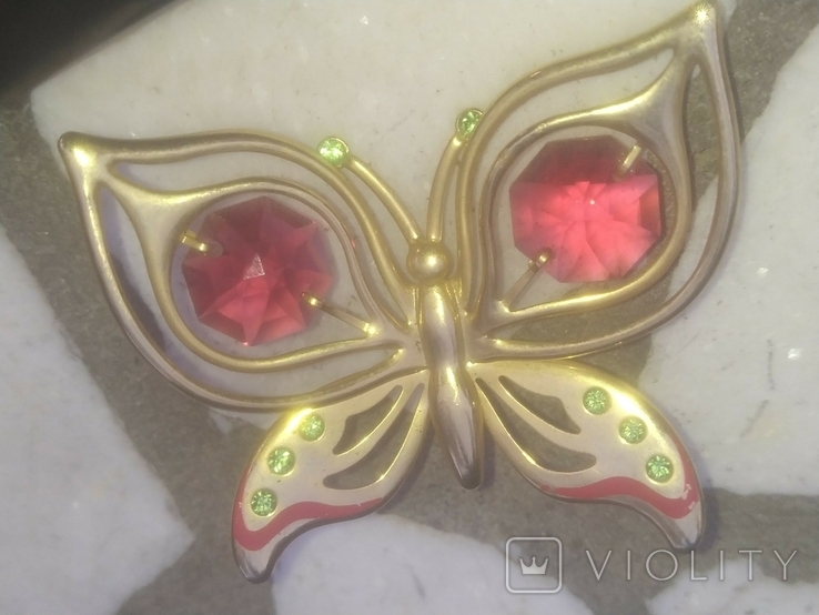 Бабочка с красными камнями настольный Декор статуэтка кристаллы Swarovski Crystocraft, фото №2