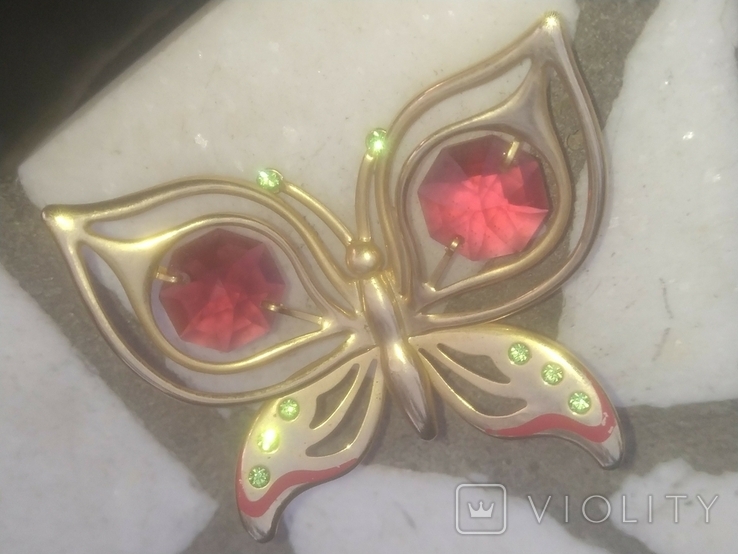 Бабочка с красными камнями настольный Декор статуэтка кристаллы Swarovski Crystocraft, фото №3
