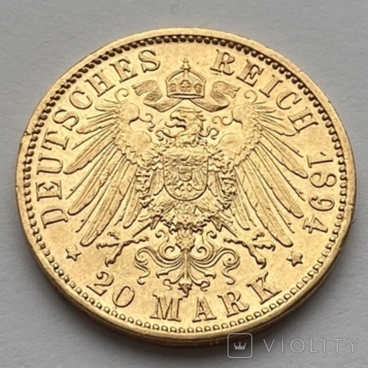 20 марок 1894 г. Вюртемберг, фото №3