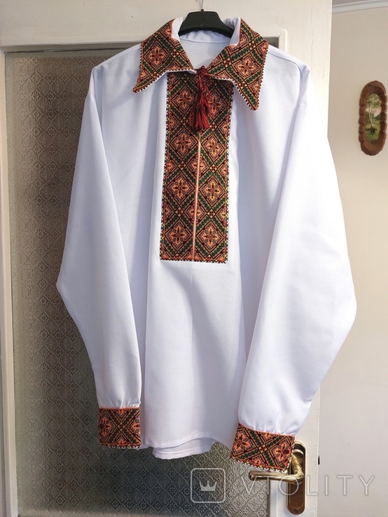 Чоловіча сорочка сучасного пошиву зі старовинною вишивкою великого розміру, фото №2
