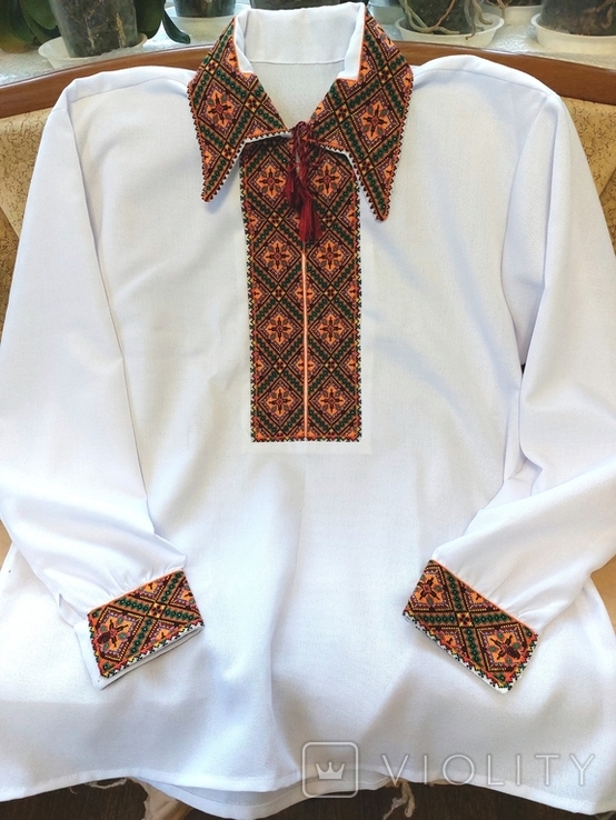 Чоловіча сорочка сучасного пошиву зі старовинною вишивкою великого розміру, фото №5