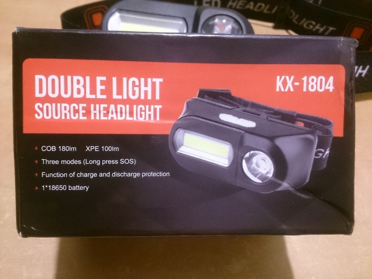 Новий Налобний ліхтар + аккумулятор 18650 . Світлодіодний ліхтар з АКБ 18650 Б/В, фото №6