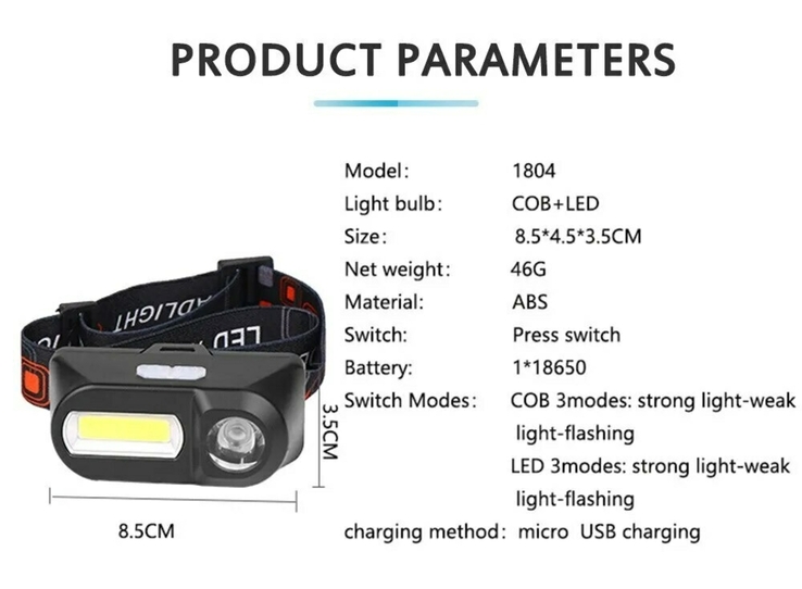 Новий Налобний ліхтар + аккумулятор 18650 . Світлодіодний ліхтар з АКБ 18650 Б/В, фото №10