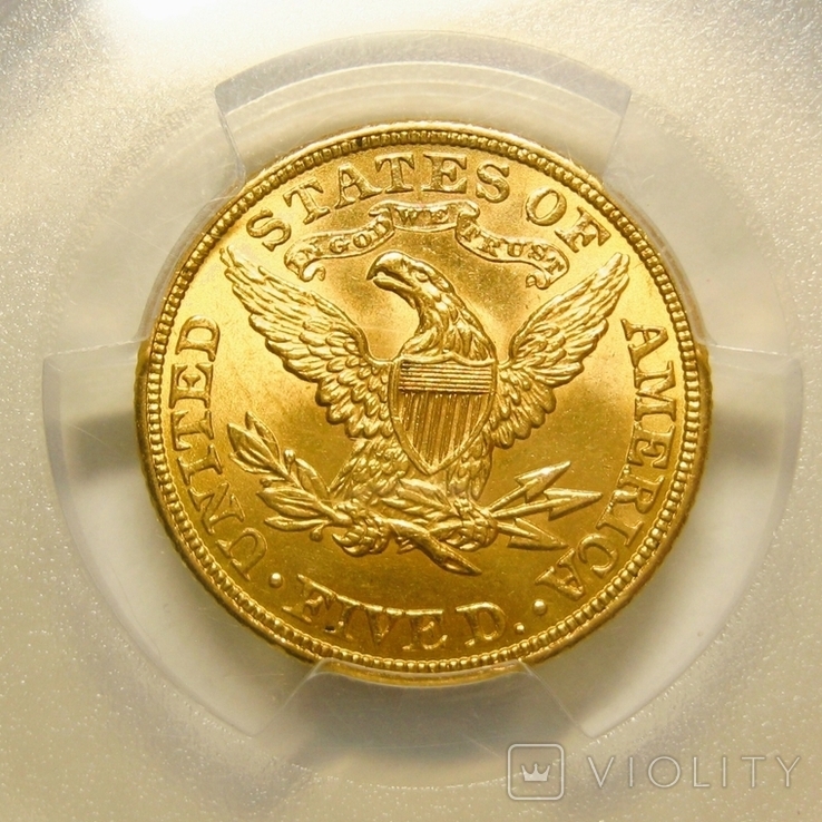 США 5 долларов 1908 г. PCGS MS62, фото №3