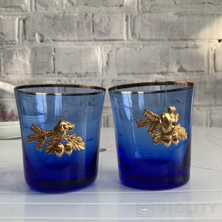 Blue glass glasses with metal overlays, photo number 2