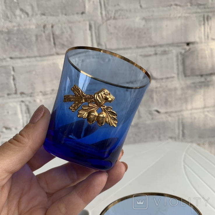 Blue glass glasses with metal overlays, photo number 6
