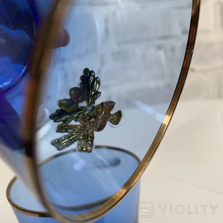 Blue glass glasses with metal overlays, photo number 8