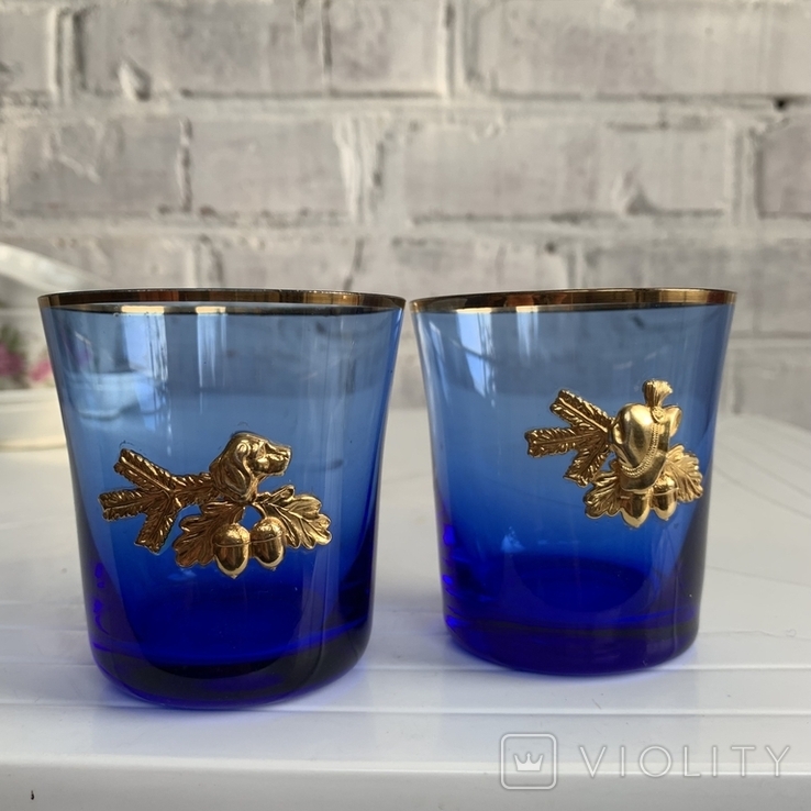 Blue glass glasses with metal overlays, photo number 9