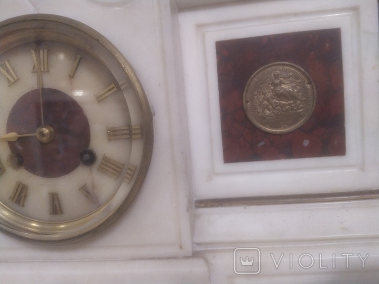 Часы старинные каминные Жозефина подарки Наполеона бронза мрамор механика Франция, фото №9